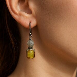 Dangle earrings Translucent green 1” long pierced